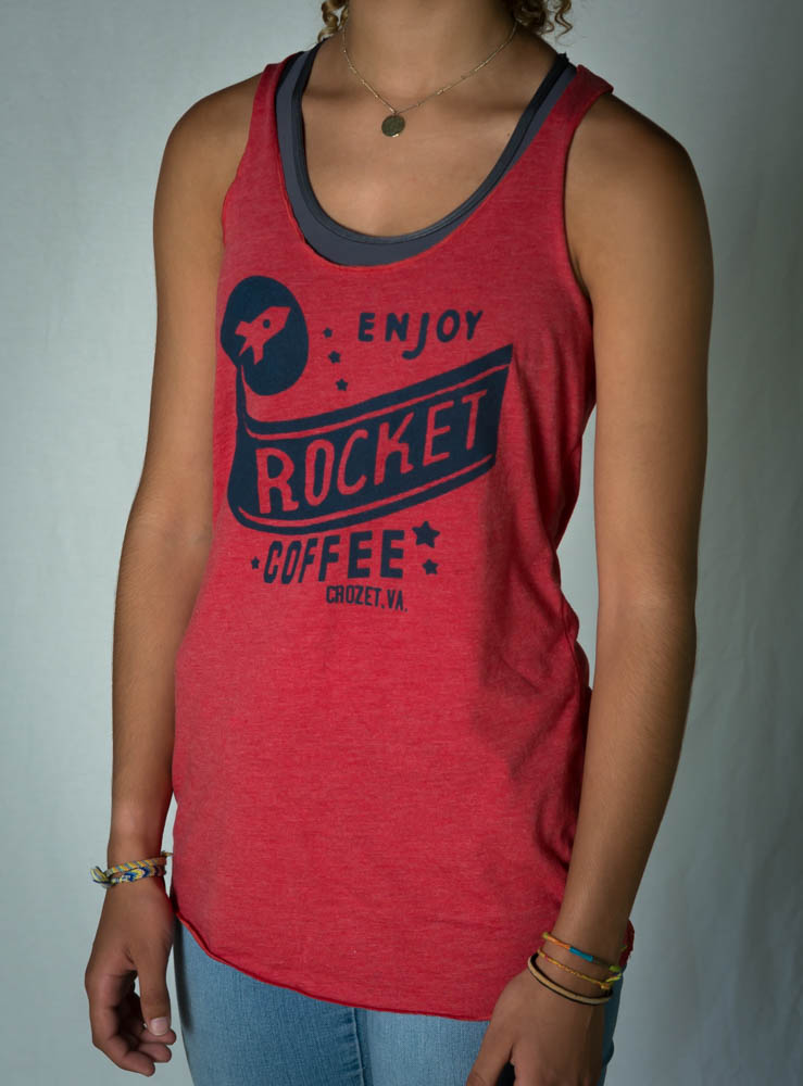 Rocket Coffee Graphic Ladies Tank Top