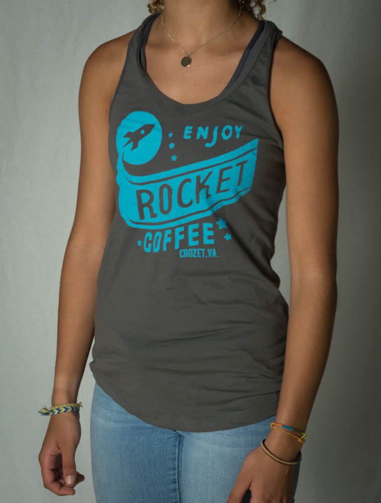 Rocket Coffee Graphic Ladies Tank Top